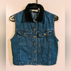 PASTA Blue Denim Vest Button Front Shirt Cotton Women Size S